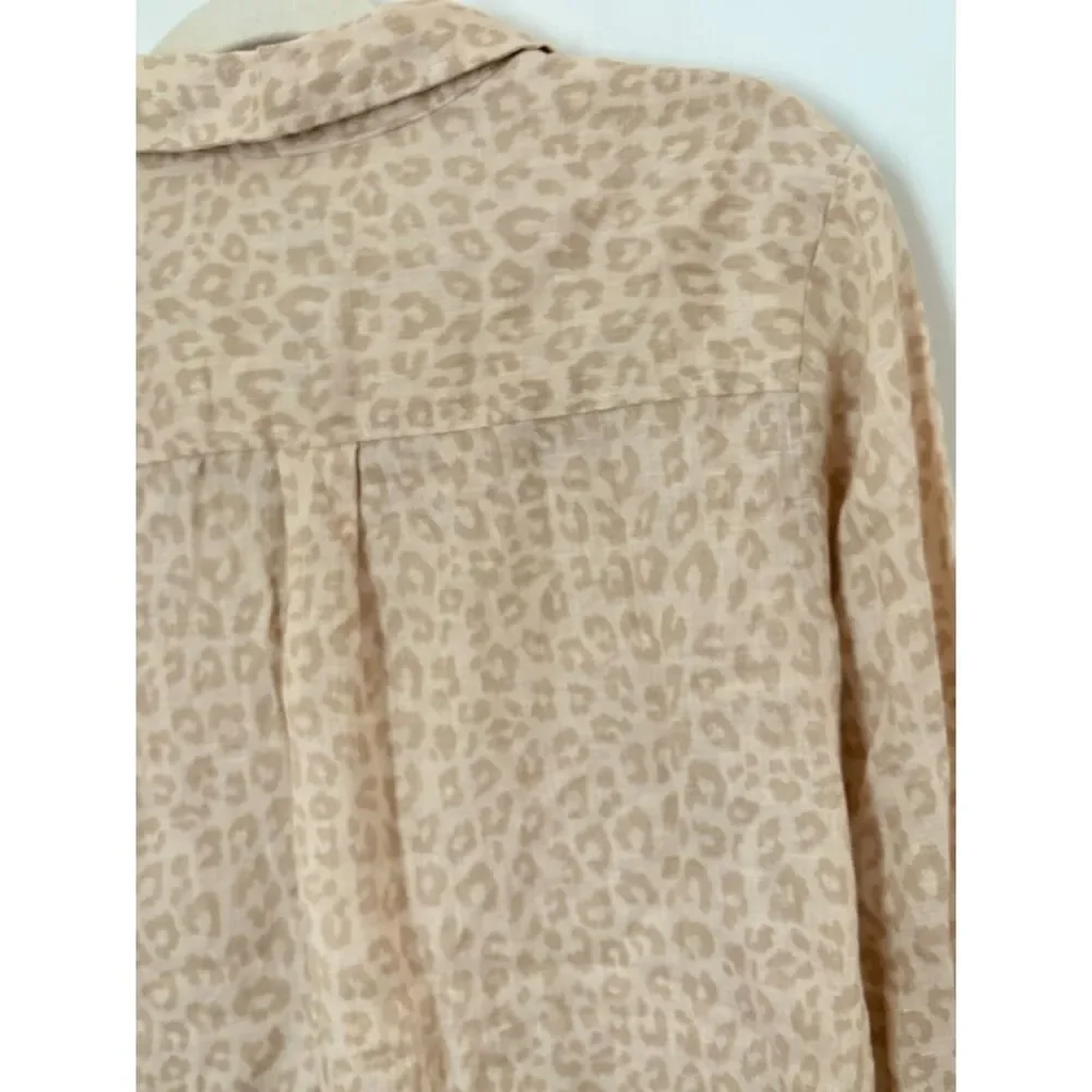 Gap 100% Linen Animal Print Shirt Women's Size Small New Neutral Classic N64 - Picture 10 of 14